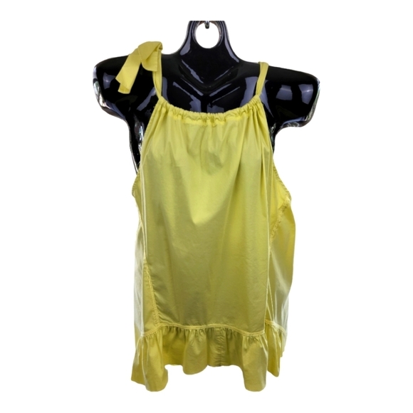 BCBGMAXAZRIA‎ Sleeveless Minimalist Drawstring Yellow Smock Top - Picture 8 of 9